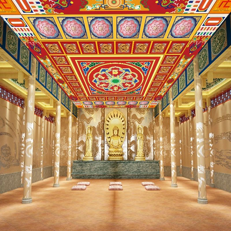 佛道仙背景墙贴画仙道佛字佛像山水画壁画背景墙寺庙佛堂壁画定制