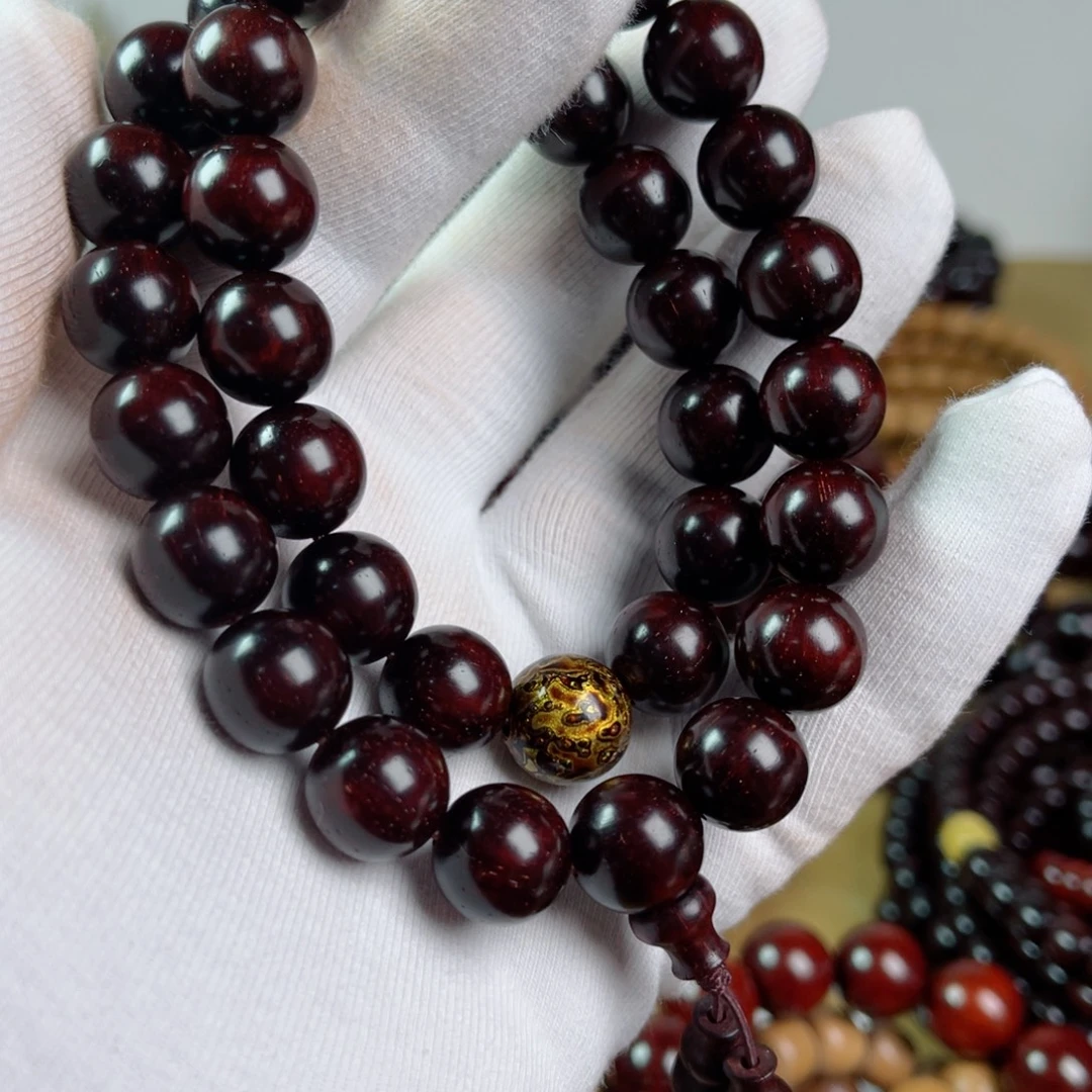 手串/手链小叶紫檀1.2高油润鳞底金星双圈手持