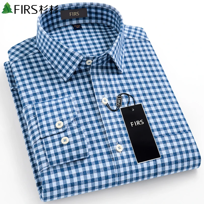 杉杉纯棉格子衬衫男长袖中年爸爸装2025春秋休闲全棉磨毛男士衬衣