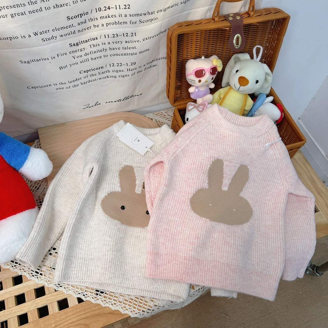 【新疆包邮】中童加厚不加绒小兔子圆领毛衣L839