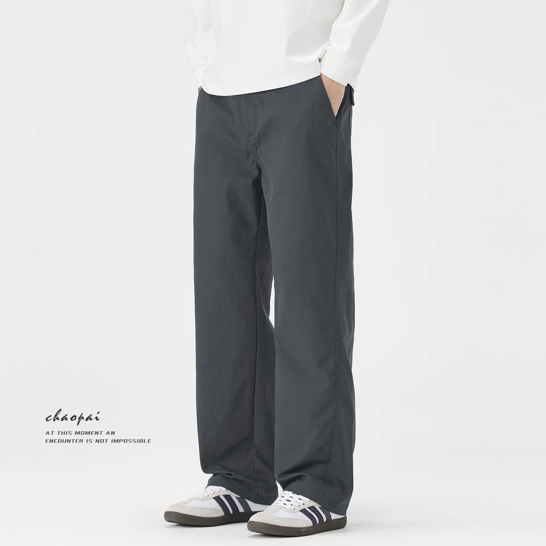 简约百搭休闲裤男日系潮牌2025春秋新款宽松直筒高级感阔腿长裤