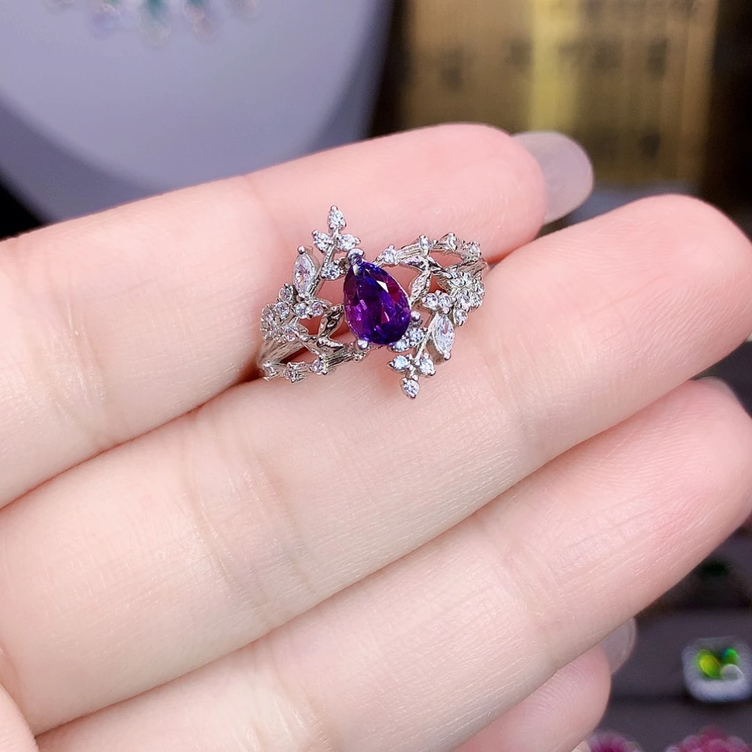 彩色蓝宝石戒指银S925镶嵌