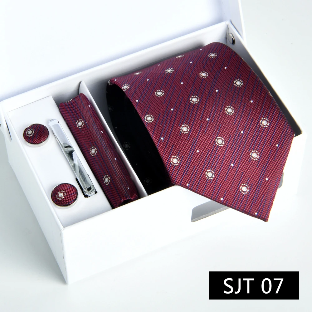 男士高档领带正装商务行政五件套礼盒装结婚新郎结婚喜庆酒红色