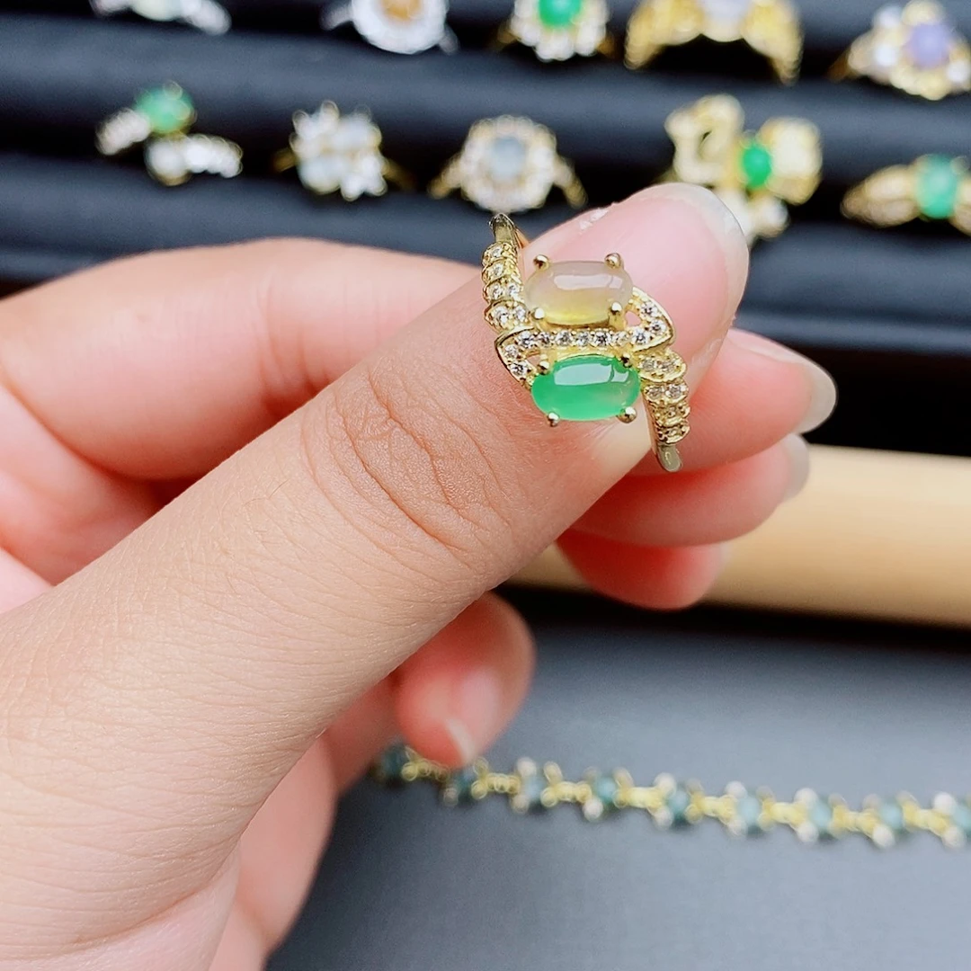 小***耶翡翠戒指银S925镶嵌111111