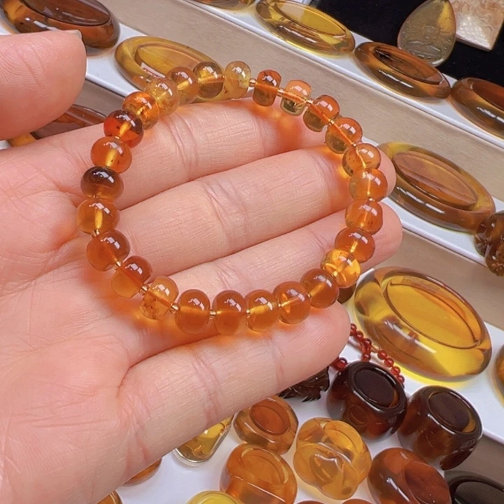 琥珀手链未镶嵌天然缅甸琥珀苹果珠手串