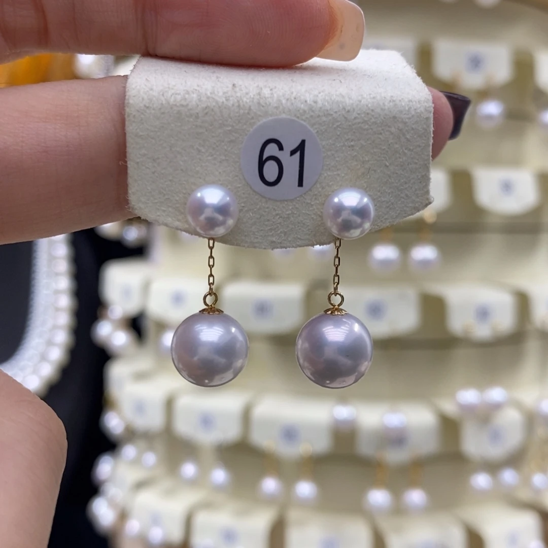 耳饰18K金镶嵌淡水珍珠