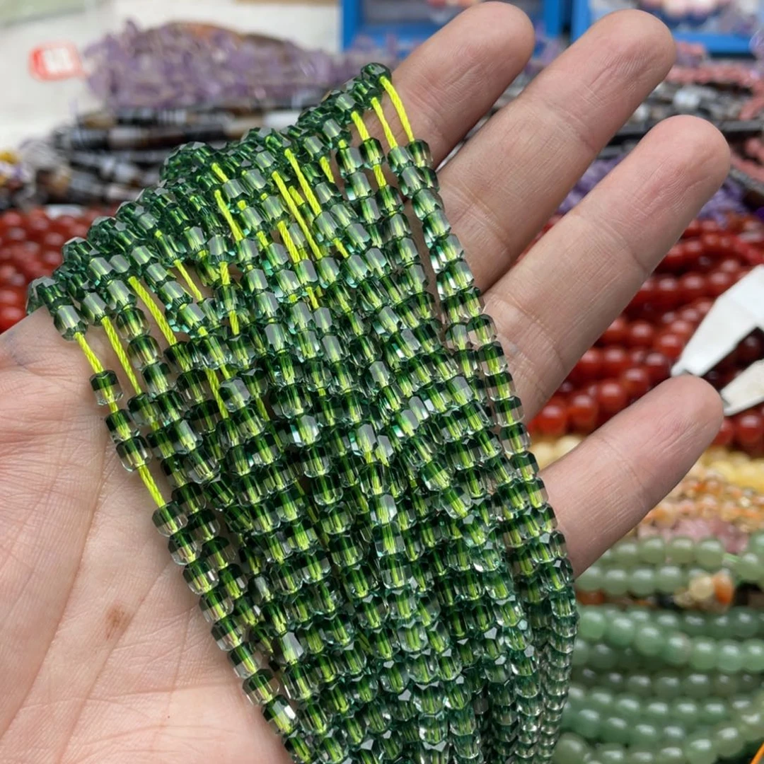 玛瑙/玉髓珠宝半成品未镶嵌三条装4mm白绿水晶切面