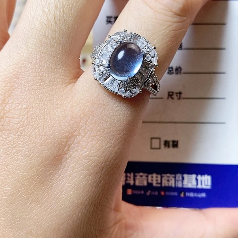 【闪购商品】海蓝宝石戒指银S925镶嵌F****.新疆西藏不包邮