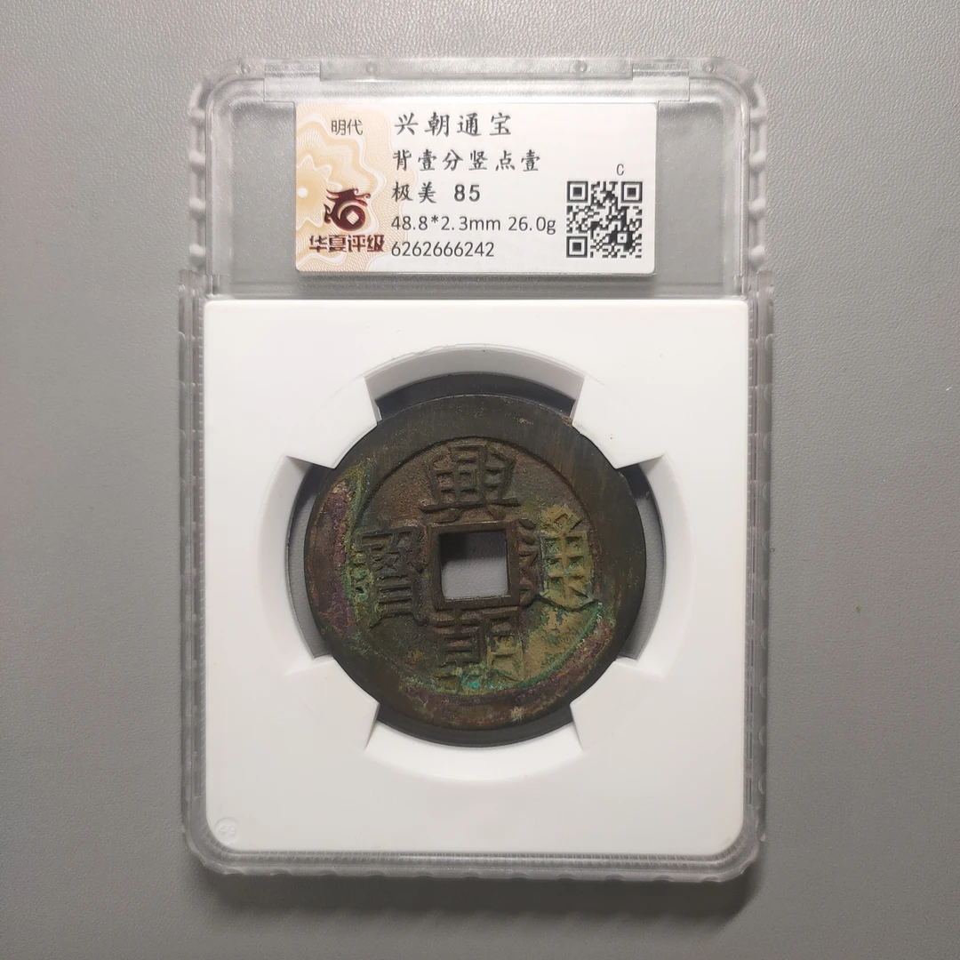 90124-77 兴朝通宝背壹分竖点壹