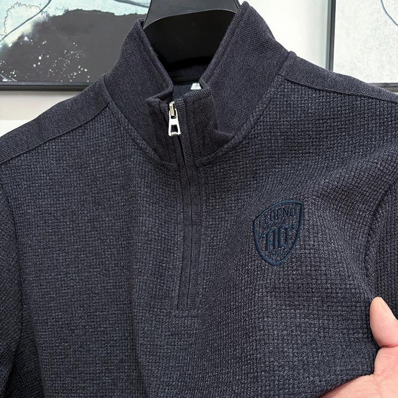 CATIA SELI秋季男士半拉链立领长袖T恤棉质亲肤商务休闲百搭上衣