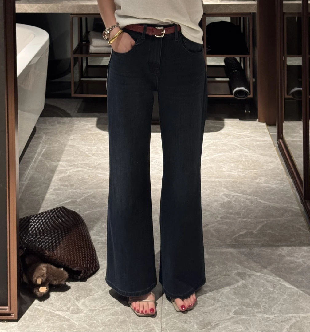 【独家定制】Miu系风直筒微喇四面弹牛仔裤319