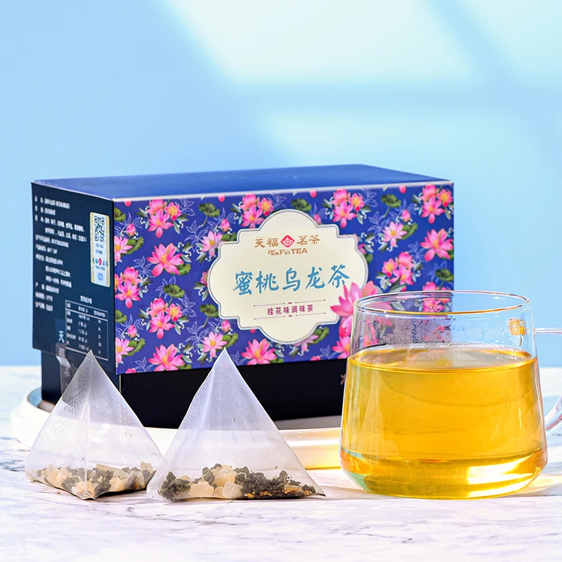 天福茗茶蜜桃乌龙茶包白桃桂花乌龙茶包三角茶包5g×12包便捷袋泡