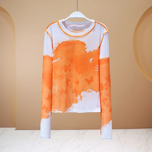 【程二女装】夏季“浪漫花蕾”拼色轻薄透气冰丝防晒休闲长袖网纱8080