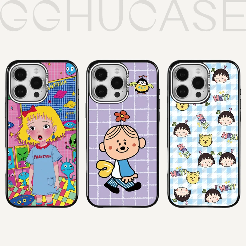 乖乖虎原创套边飞碟女孩适用苹果iPhone16promax可爱15手机壳