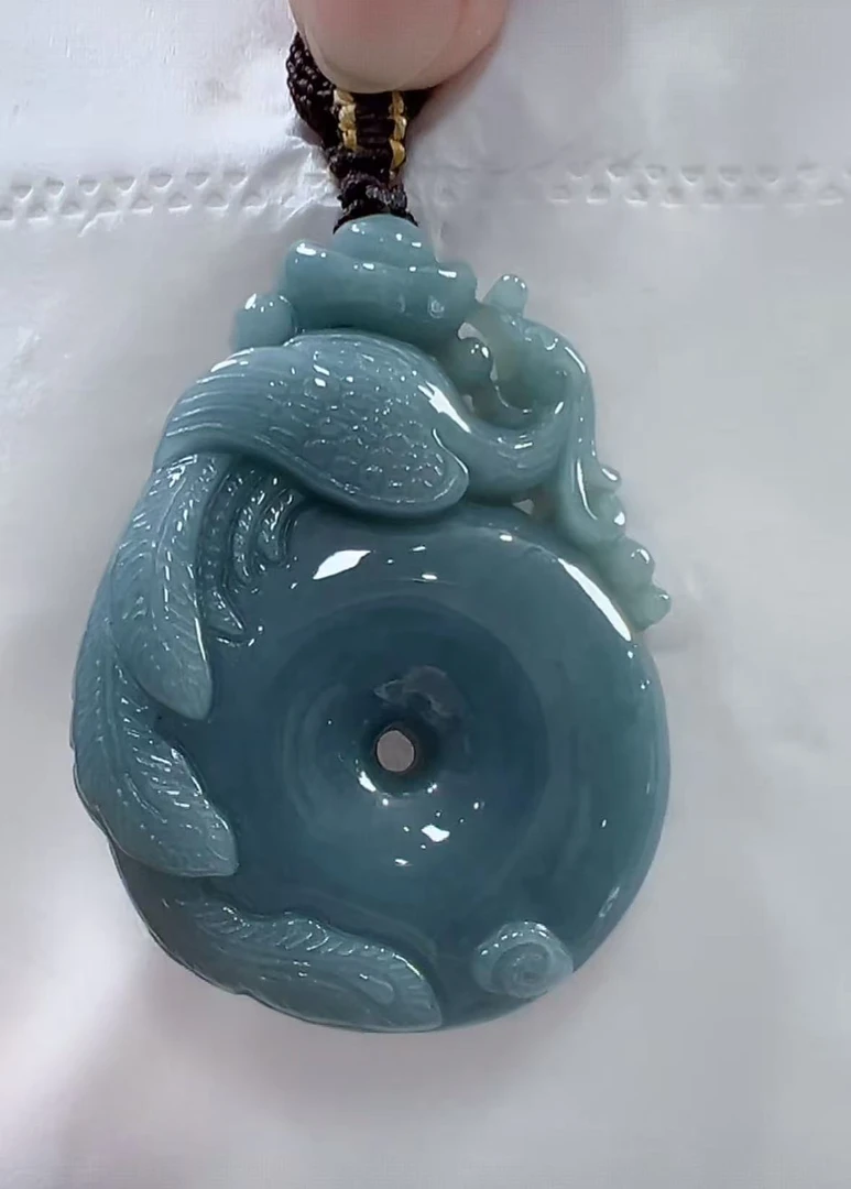 官方正品翡翠A货凤凰平安扣（多样性发货发一件）宽33高47厚10送绳