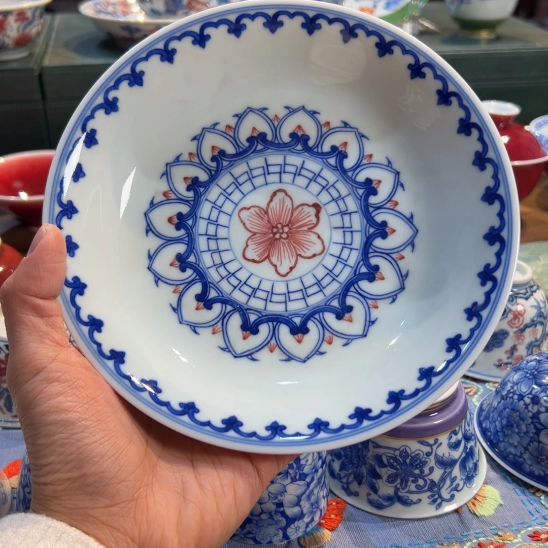 雪山春晓柴窑红宝相壶承