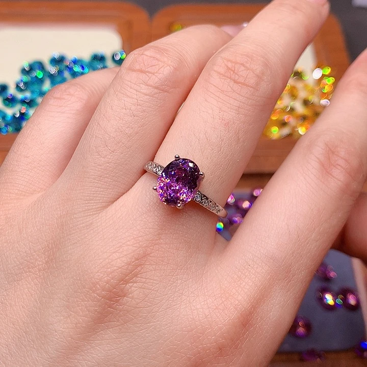 双色碧玺戒指银S925镶嵌