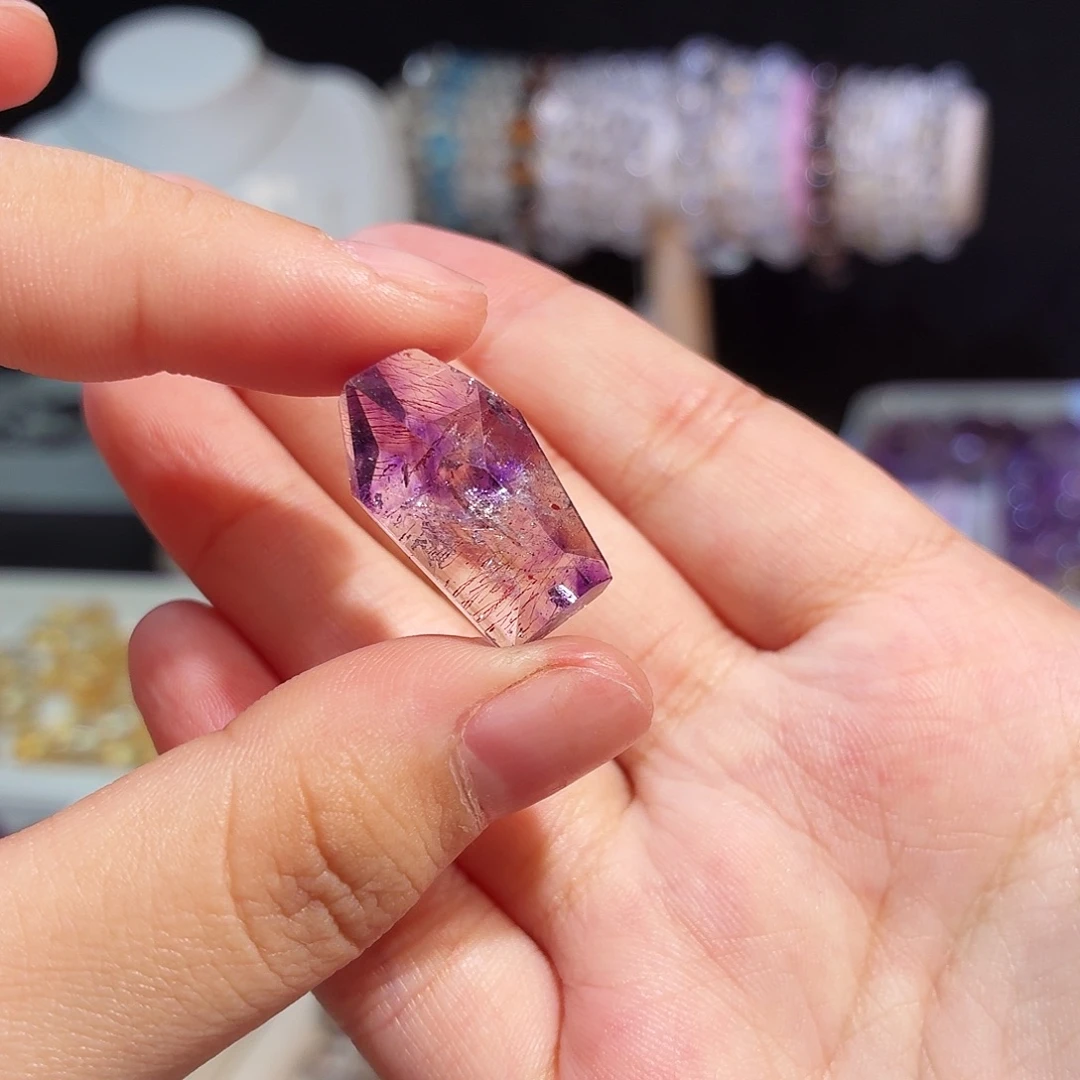 水晶吊坠(不含链)未镶嵌紫超七 随形 打孔定制不退换