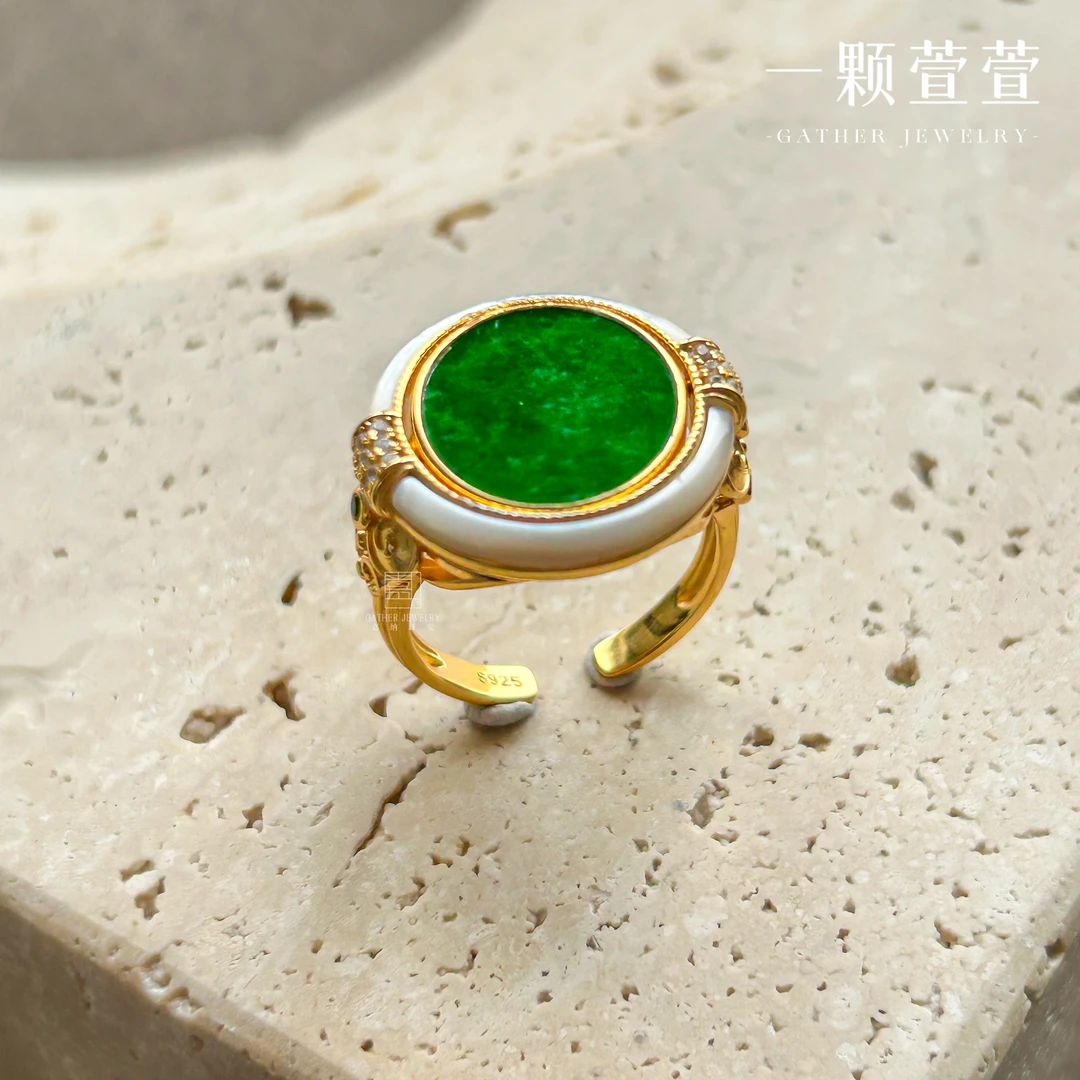 【恶魔之眼】一颗萱萱 重工时来运转翡翠缅料戒指 900001