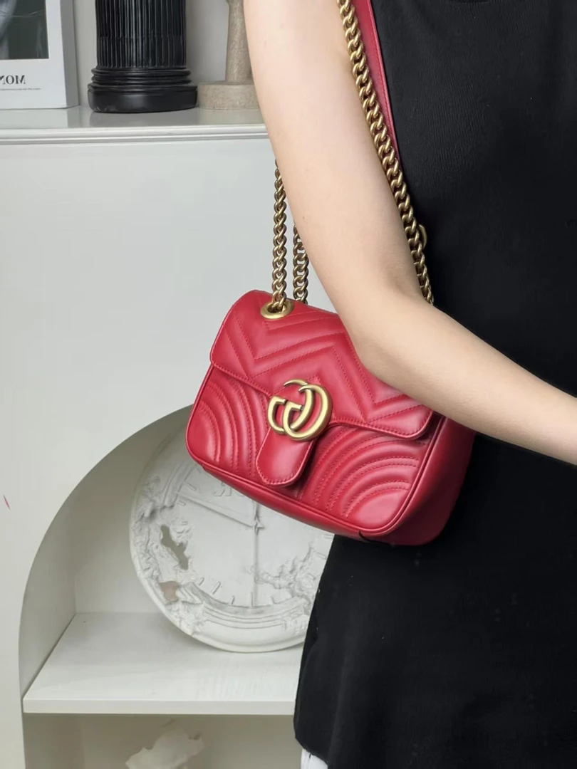 99新 GUCCI/古驰 marmont 22红金/优品