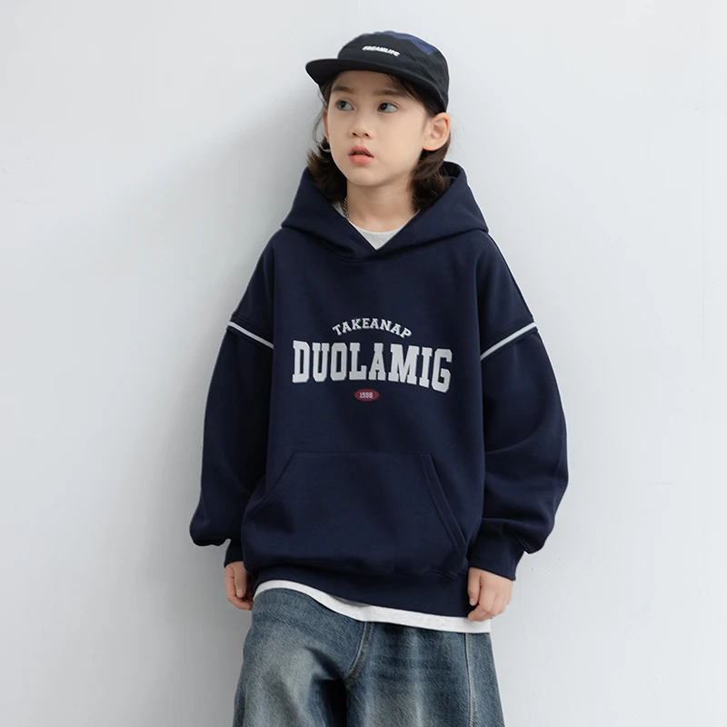 【2025秋款上新】男童连帽卫衣儿童洋气百搭宽松春秋上衣中大童童装