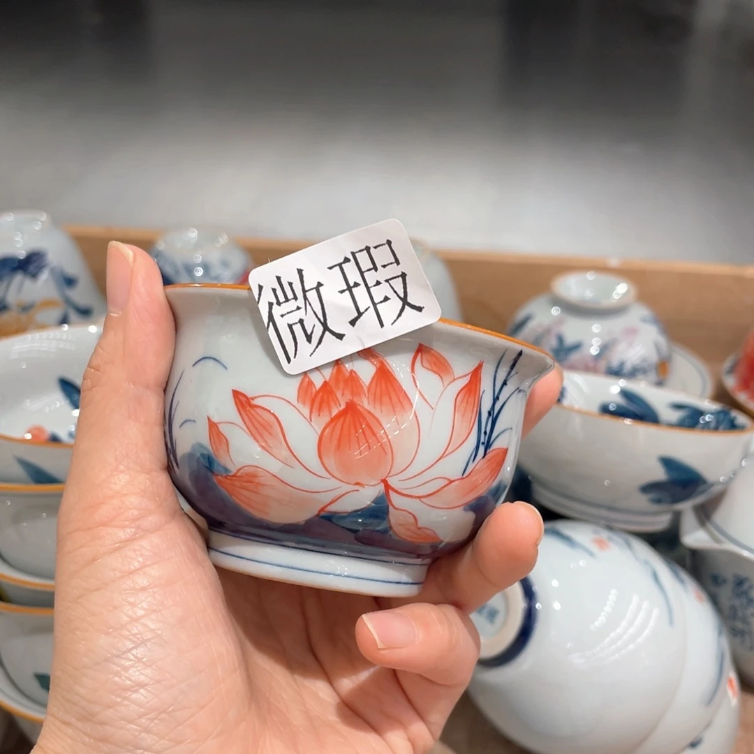 釉下手绘茶具微瑕