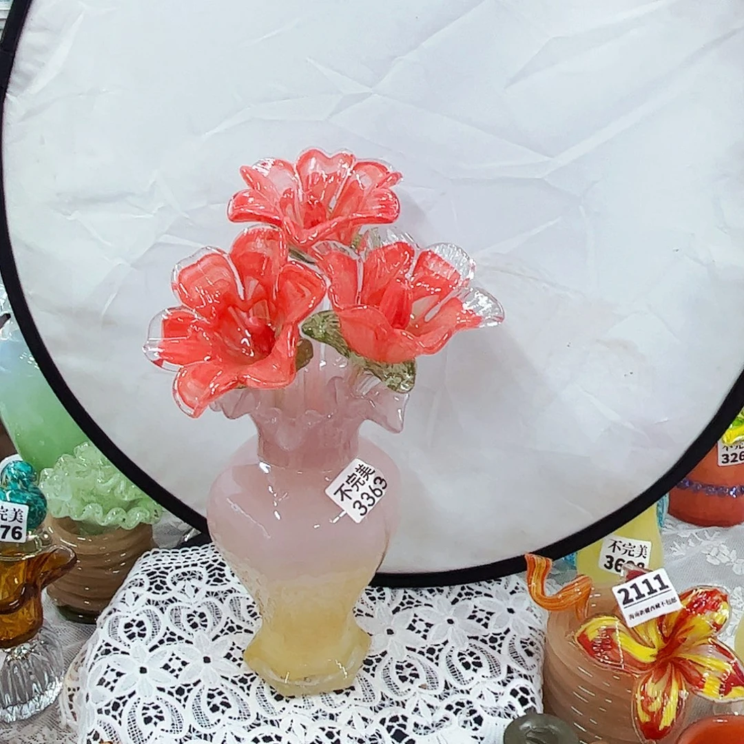 3花1瓶 家悦琉璃工艺品瓶不完美