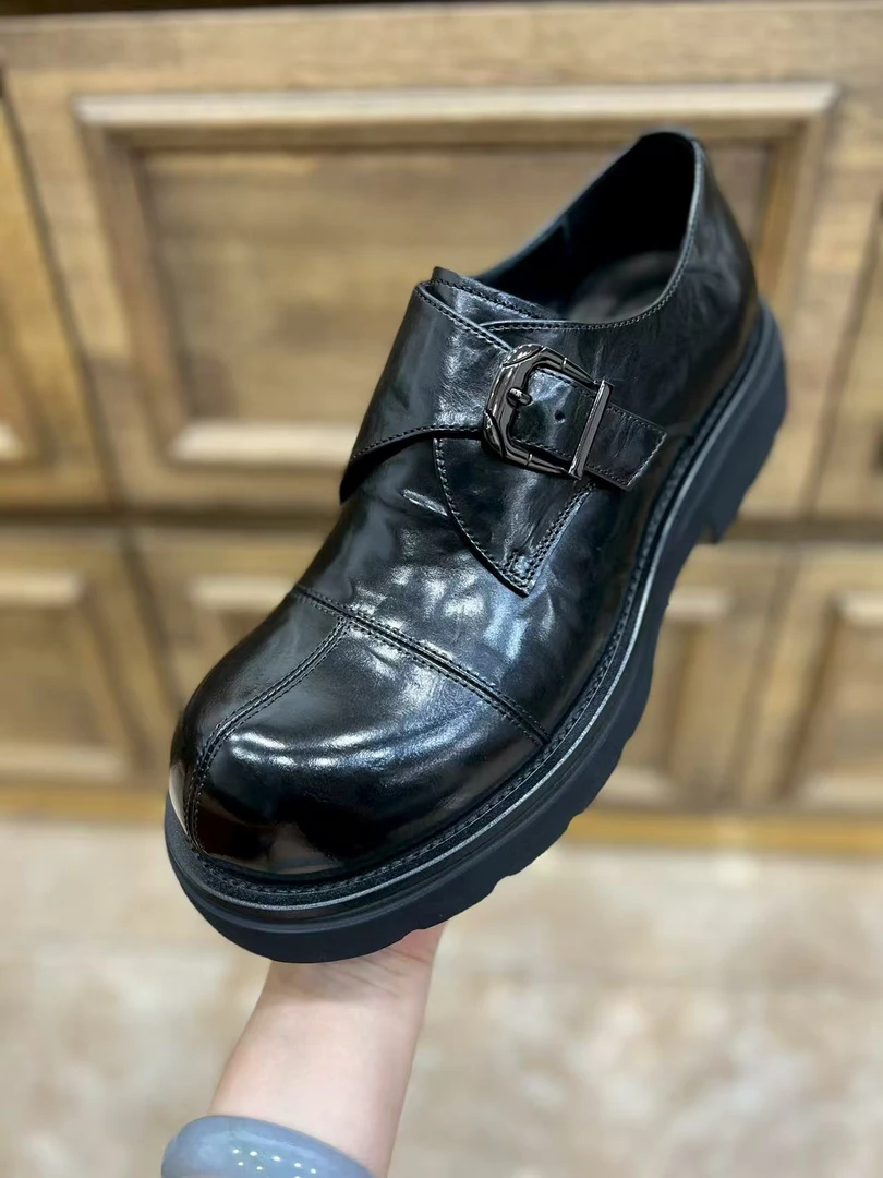 秋季男士系带时尚百搭商务休闲男款圆头皮鞋