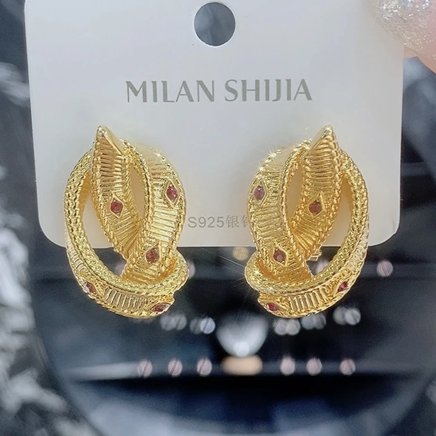 铜合金耳饰 简约复古宫廷原创设计耳饰女金色精致日韩耳环饰品