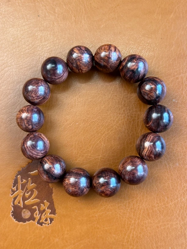 树头乱纹瘤疤花水波 沉水级16mm/14颗 海南黄花梨紫油梨老料