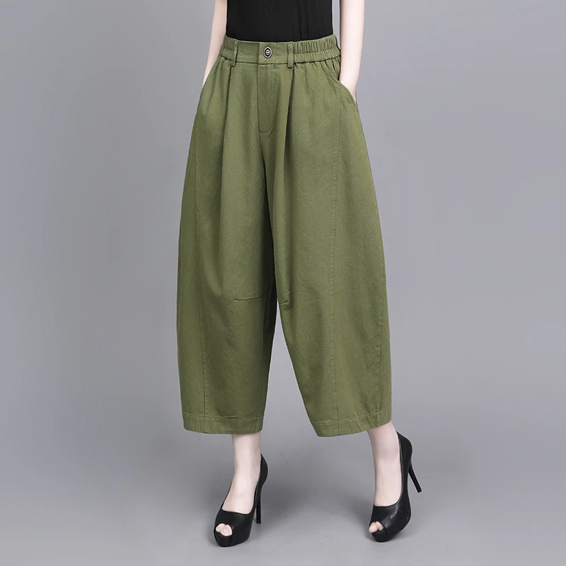 2025新款高腰复古灯笼裤女春夏透气宽松九分老爹裤垮裤休闲阔腿裤