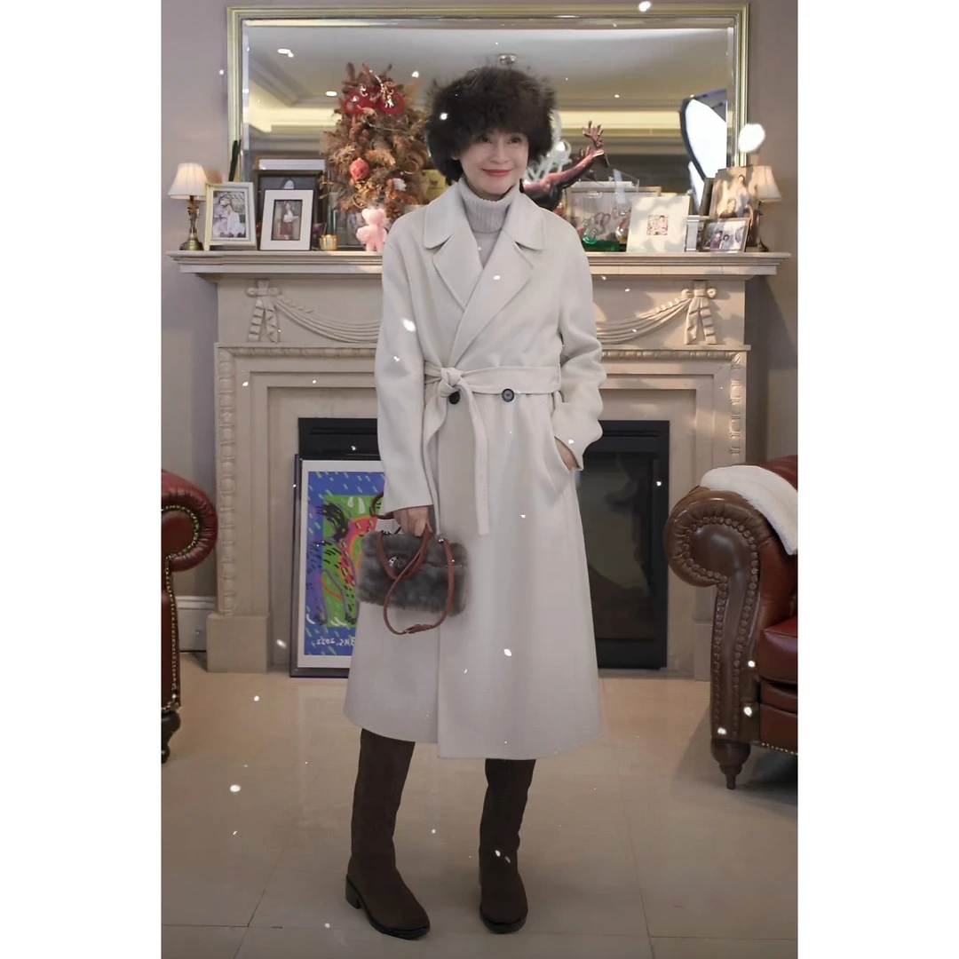 我是摩羯 白月光大衣 120支100山羊绒双面尼秋冬外套