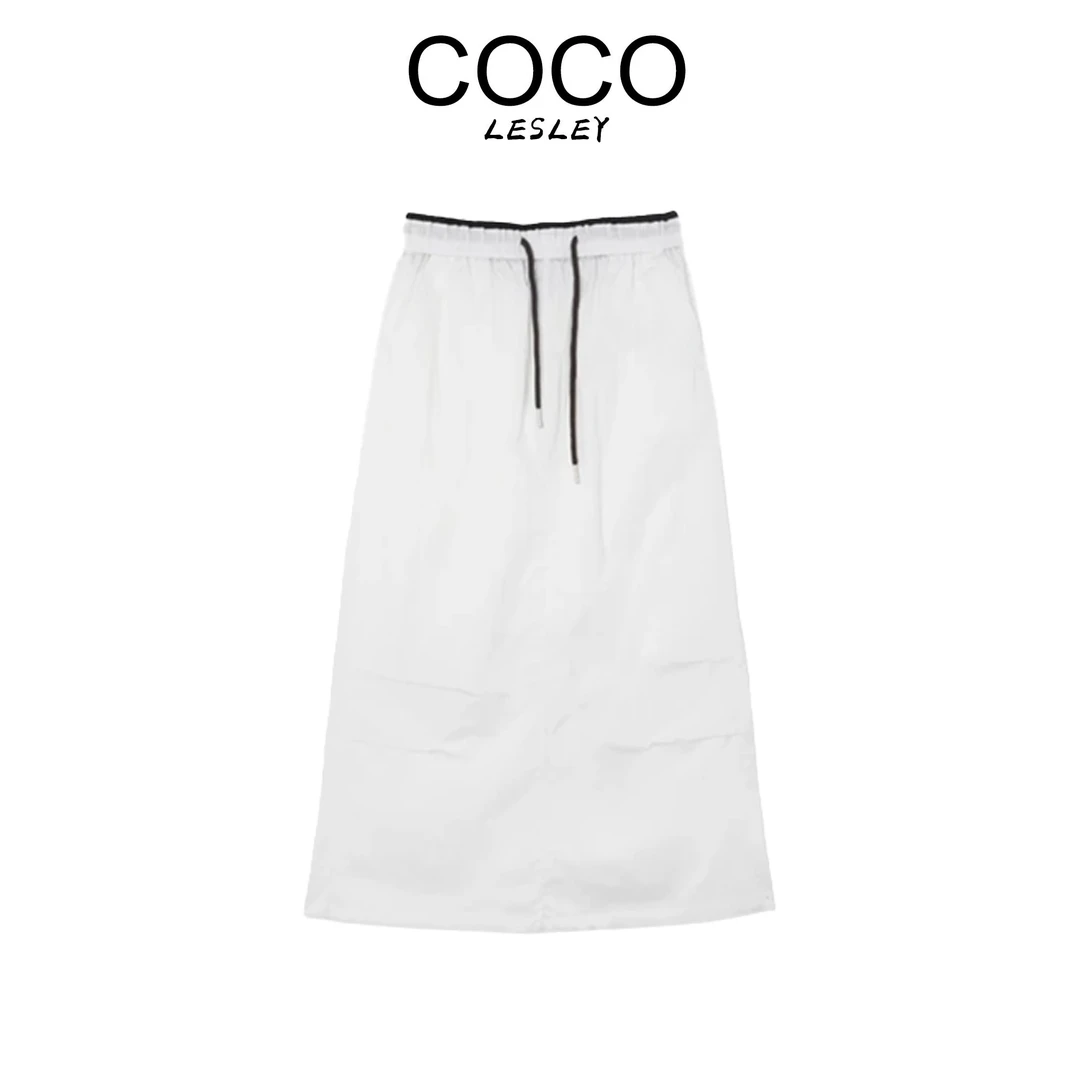 【COCO LESLEY】夏季新款松紧腰抽绳休闲服中长款半身裙 B-688