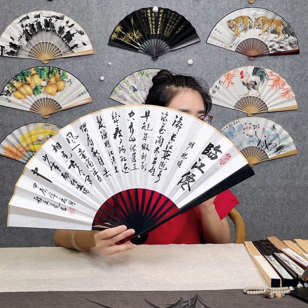 国画10寸-仿乌木福利折扇（默认粘好）临江仙