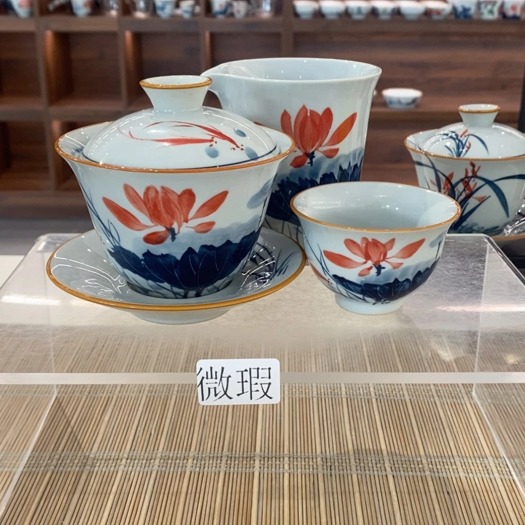 釉下彩老陶泥手工绘制