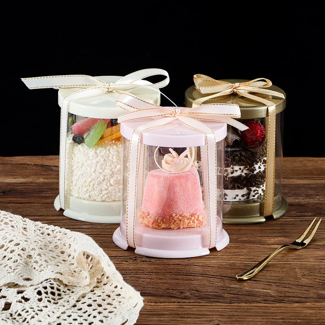 网红小圆形蛋糕盒透明2寸小甜品小西点盒法式法甜烘焙蛋糕盒子新