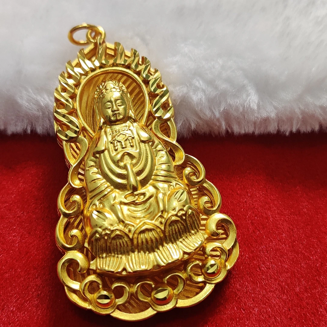 合金吊坠 精品高纯合金观音吊坠项链金色时尚精美手工复古坠链