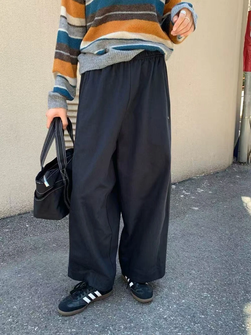 纯色阔腿裤工装裤秋季高腰休闲裤长裤直筒裤休闲百搭