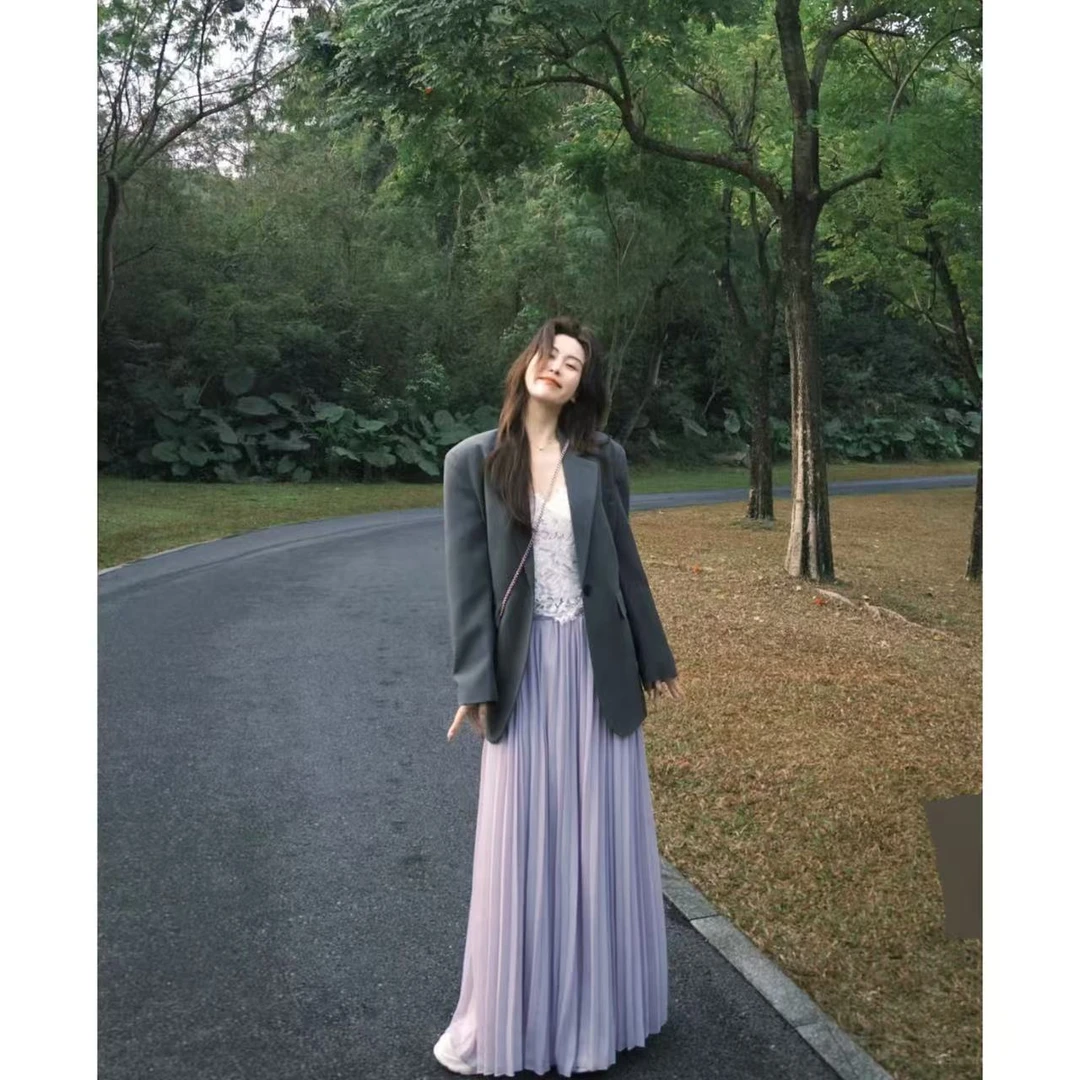徐秋阳  紫色半身裙  春季新款百搭时尚休闲显瘦半身裙9802