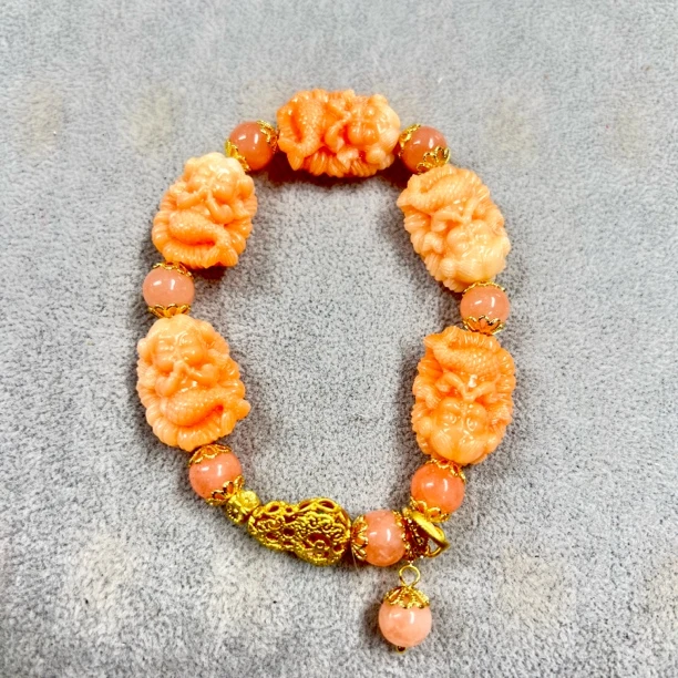 M036-橘色雕刻手串