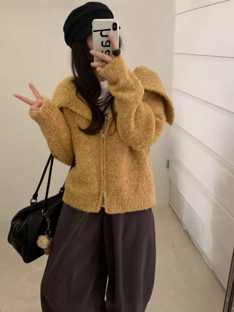 040大韩家大翻领南瓜毛衣