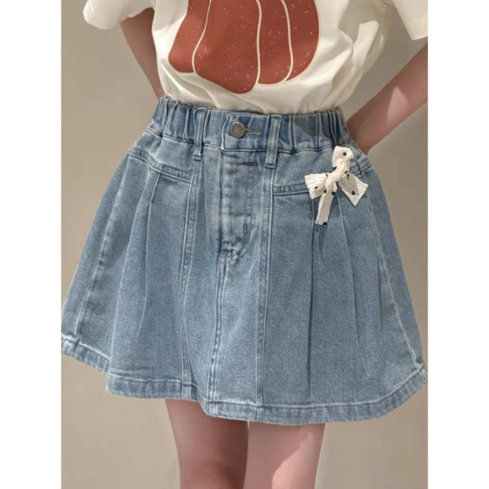 【C TING】夏季新款韩版亲子装童装女童软牛仔裙百褶短裙-6c25