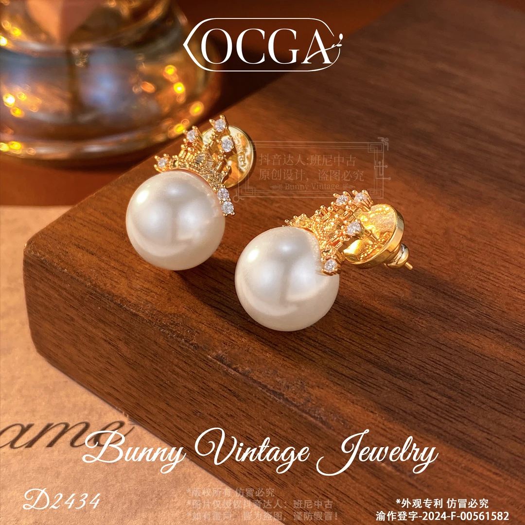 镀K金 D2434 法★【梦幻城堡】冬OCGA 欧斯伽斯 耳钉