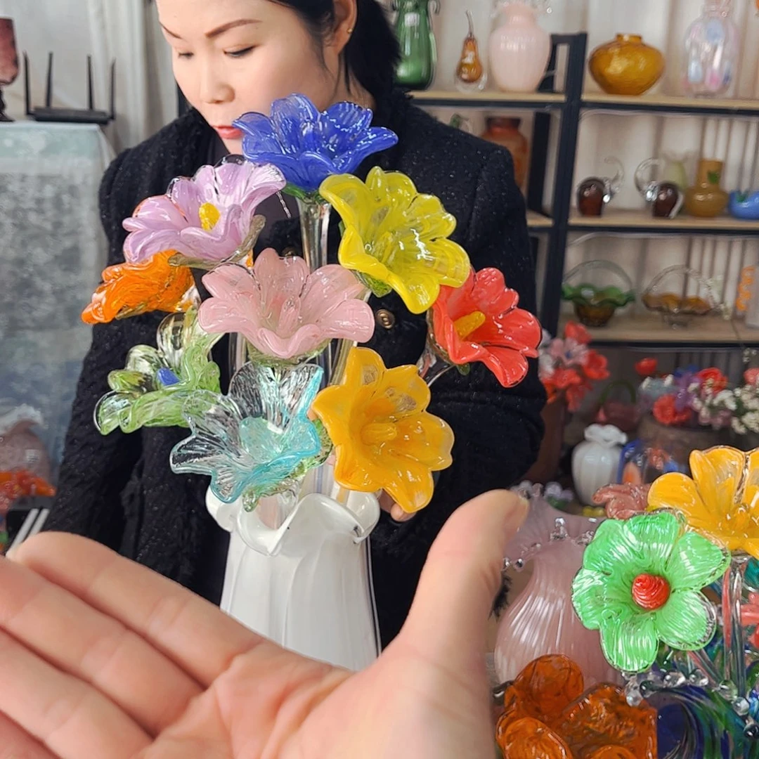 含***合9朵百合家悦琉璃工艺品