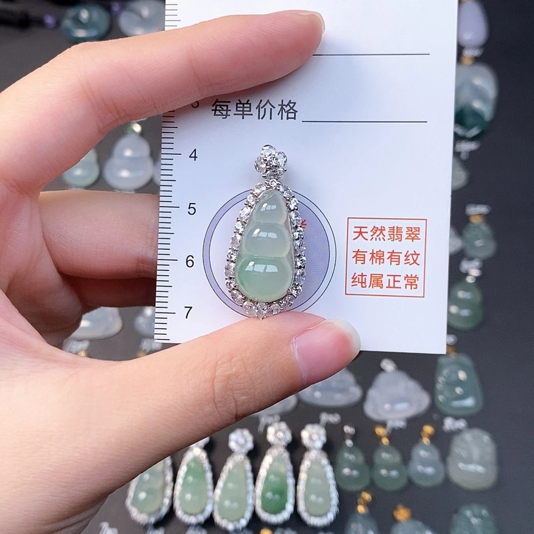 吊坠(不含链)银S925镶嵌翡翠全场缅甸A货翡翠