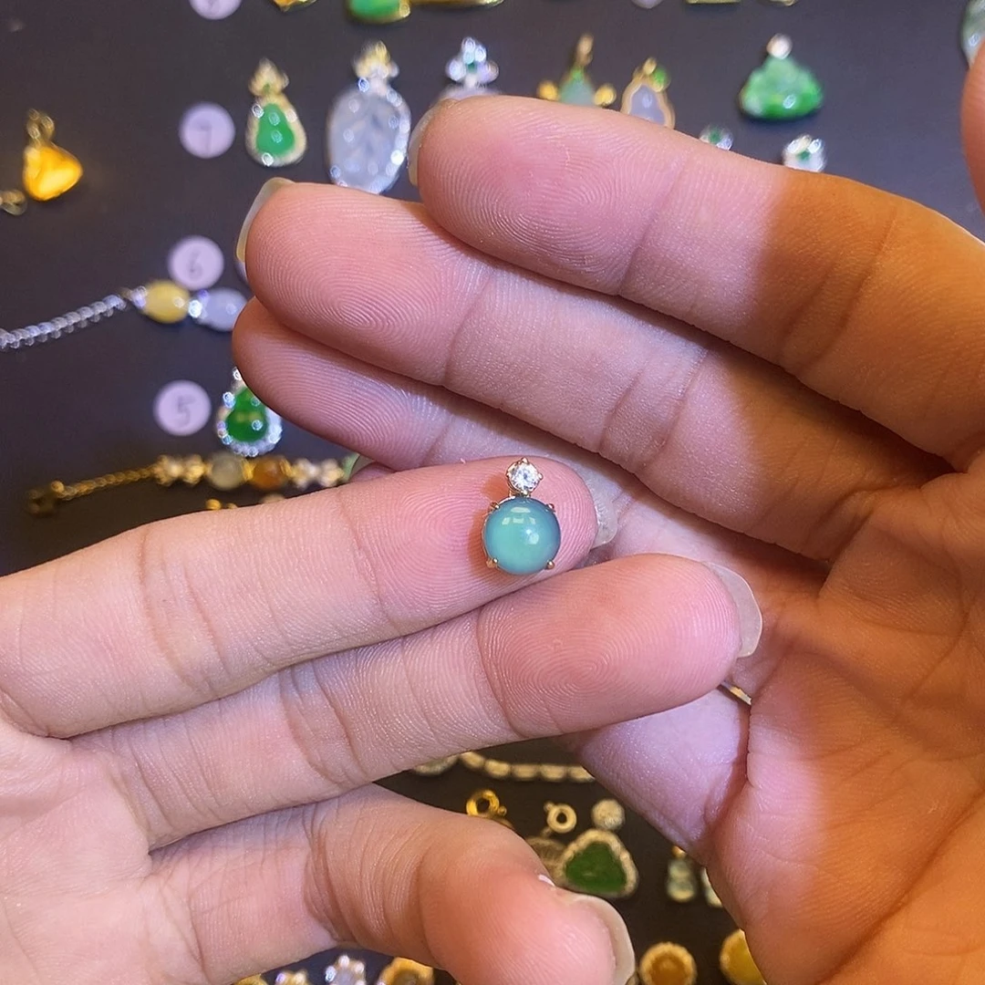 吊坠(不含链)银S925镶嵌翡翠