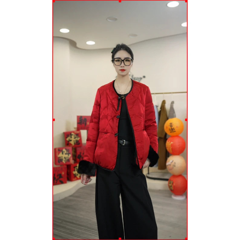 【新年战袍】海宁2024新款轻奢洋气水貂毛鹅绒服短款外套新中式