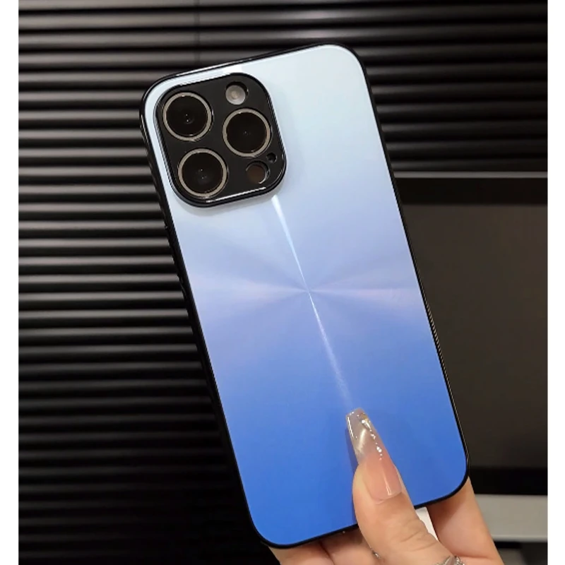 高级极光纹理适用于苹果16PROMAX手机壳渐变蓝华为PURA80iPhone