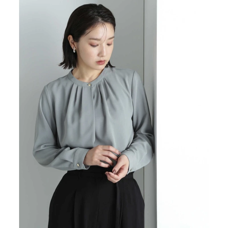 【SAKURA】 N 时尚宽松百搭胸前褶皱设计感气质长袖衬衫