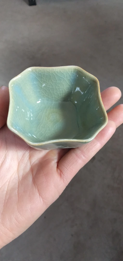天青四方杯郭遂工艺汝瓷